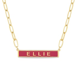 Enamel Bar Name Necklace (1 Color and Line) - 17"