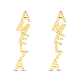 Uppercase Font Zig-Zag Vertical Name Drop Earrings (1 Line)