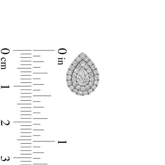 1 CT. T.w. Certified Pear-Shaped Lab-Grown Diamond Double Frame Stud Earrings in 14K White Gold (F/Si2)