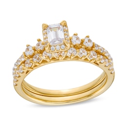1 CT. T.W. Emerald-Cut Diamond Duo Sides Bridal Set in 14K Gold
