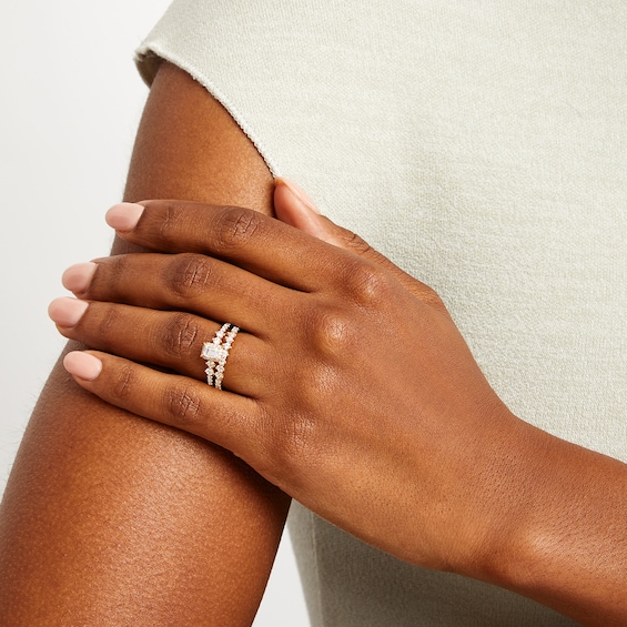 1 CT. T.w. Emerald-Cut Diamond Duo Sides Bridal Set in 14K Gold