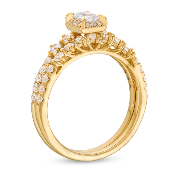 1 CT. T.w. Emerald-Cut Diamond Duo Sides Bridal Set in 14K Gold