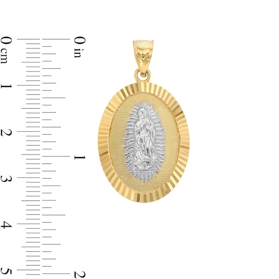 Diamond-Cut Our Lady of Guadalupe Oval Frame Necklace Charm in 14K Gold