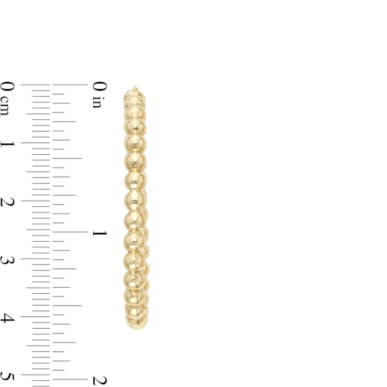 Hollow Beaded 33.0mm Hoop Earrings in 14K Gold