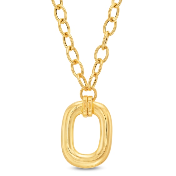 Rounded Rectangular Sculpted Oval Pendant in Hollow 14K Gold â 17â