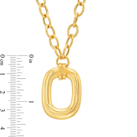 Rounded Rectangular Sculpted Oval Pendant in Hollow 14K Gold â 17â