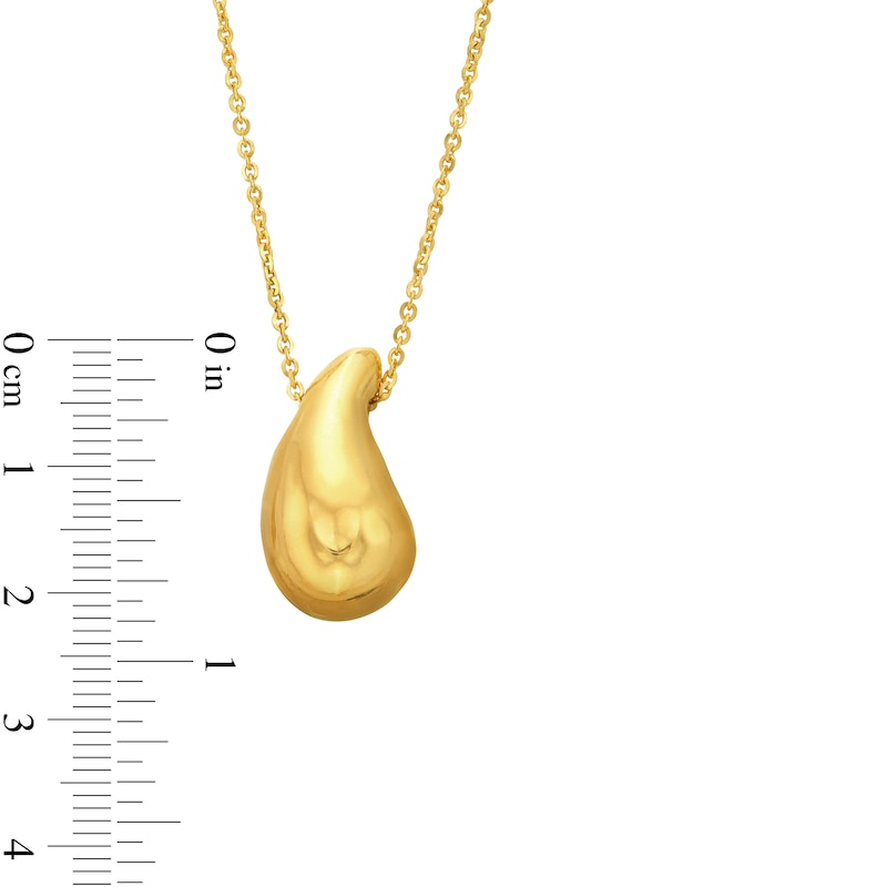 Sculpted Oval Diamond-Cut Pendant in Hollow 14K Gold – 17”