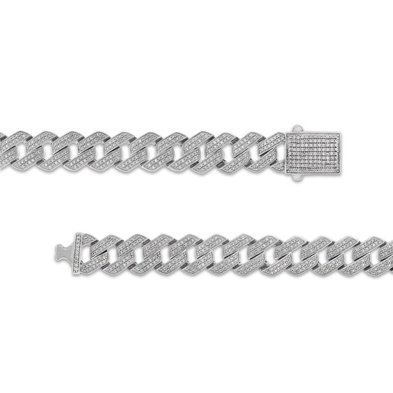 2 CT. T.w. Diamond Squared Curb Chain Bracelet in 10K White Gold - 8.5"