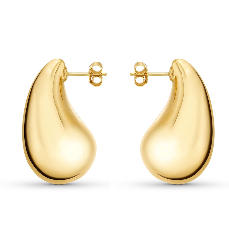 Main Image 1 of Sculpted Teardrop Earrings in Hollow 14K Gold