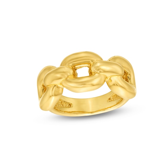 Sculpted Chain Link Ring in Hollow 14K Gold