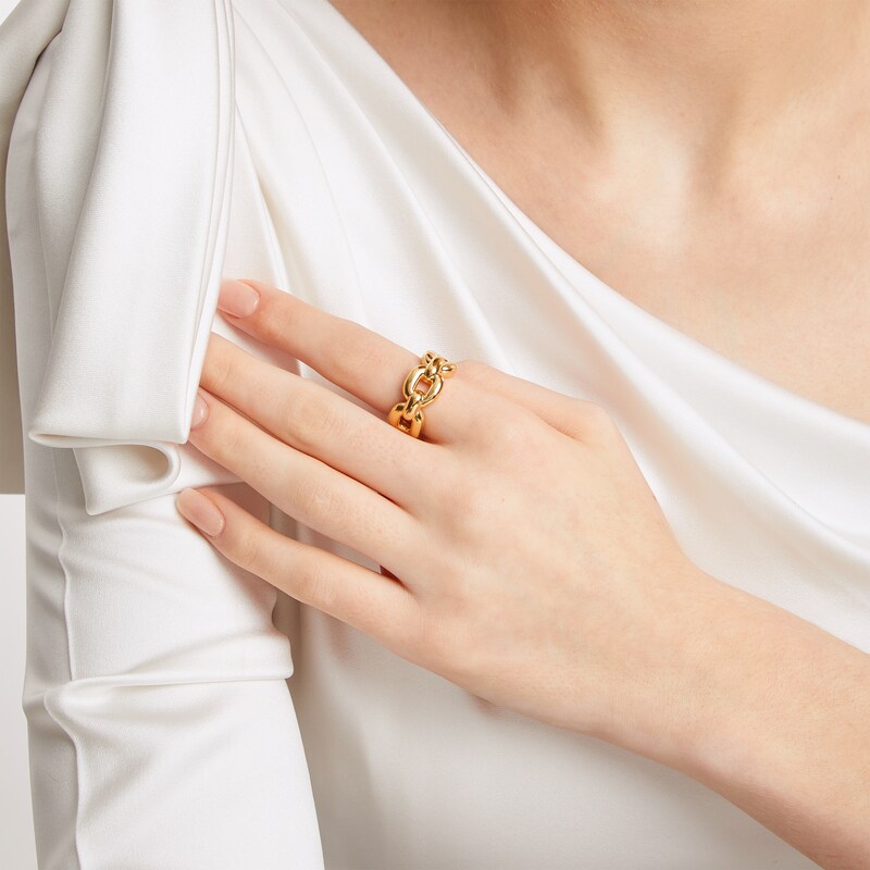 Main Image 2 of Sculpted Chain Link Ring in Hollow 14K Gold