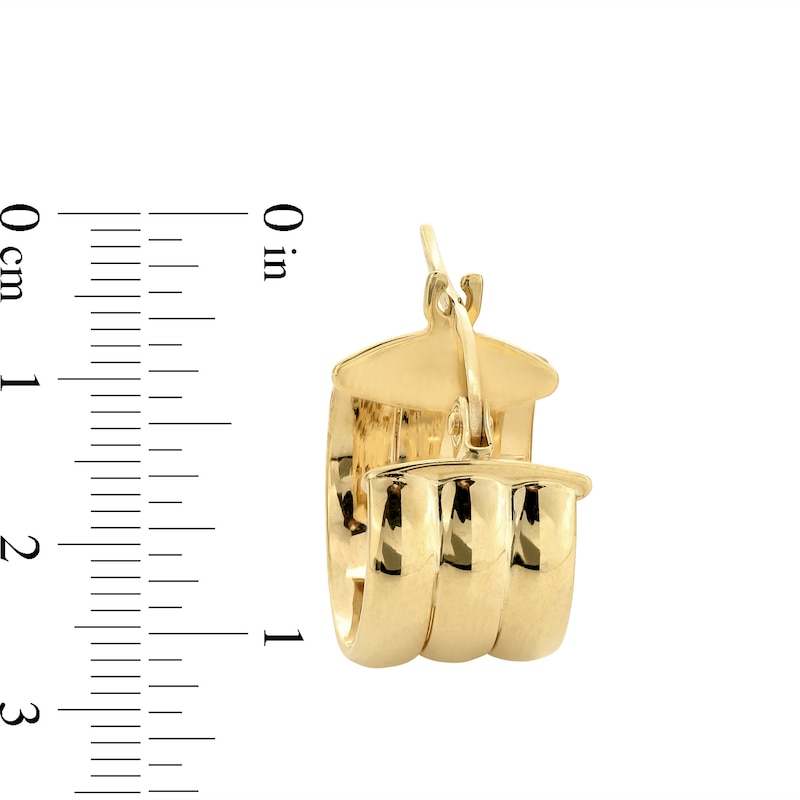 Main Image 3 of Triple Row Huggie Hoop Earrings in Hollow 10K Gold