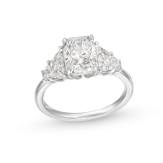 3-3/8 CT. T.w. Radiant-Cut Certified Lab-Created Diamond Five-Stone Engagement Ring in 14K White Gold (F/Vs2)