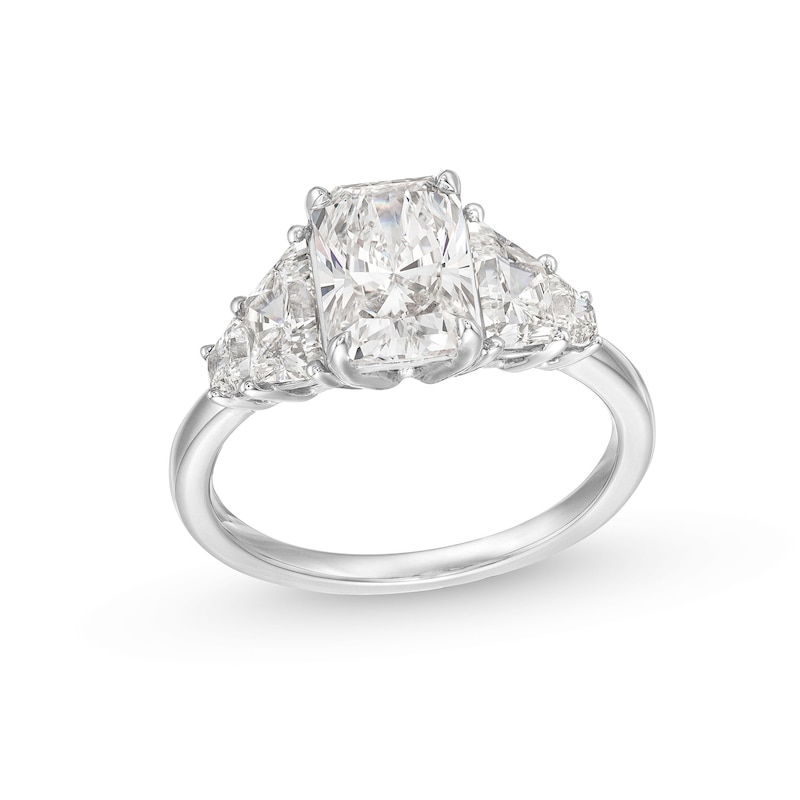 3-3/8 CT. T.W. Radiant-Cut Certified Lab-Created Diamond Five-Stone Engagement Ring in 14K White Gold (F/VS2)