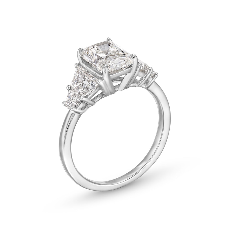 3-3/8 CT. T.W. Radiant-Cut Certified Lab-Created Diamond Five-Stone Engagement Ring in 14K White Gold (F/VS2)