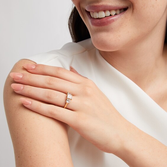 3 CT. T.w. Princess-Cut Certified Lab-Grown Diamond Three-Stone Engagement Ring in 14K Gold (F/Vs2)