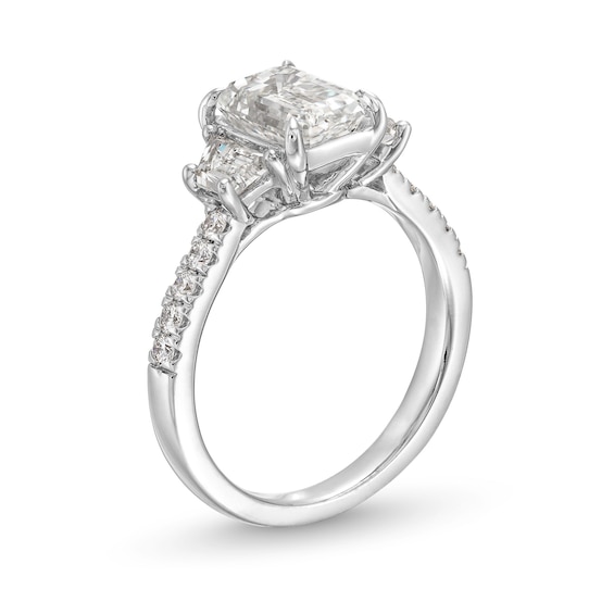 2-7/8 CT. T.w. Emerald-Cut Certified Lab-Grown Diamond Three-Stone Engagement Ring In 14K White Gold (F/Vs2)