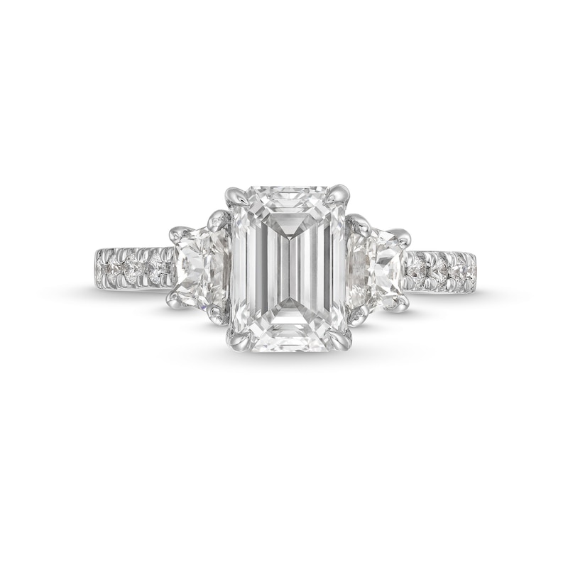 2-7/8 CT. T.W. Emerald-Cut Certified Lab-Created Diamond Three-Stone Engagement Ring In 14K White Gold (F/VS2)