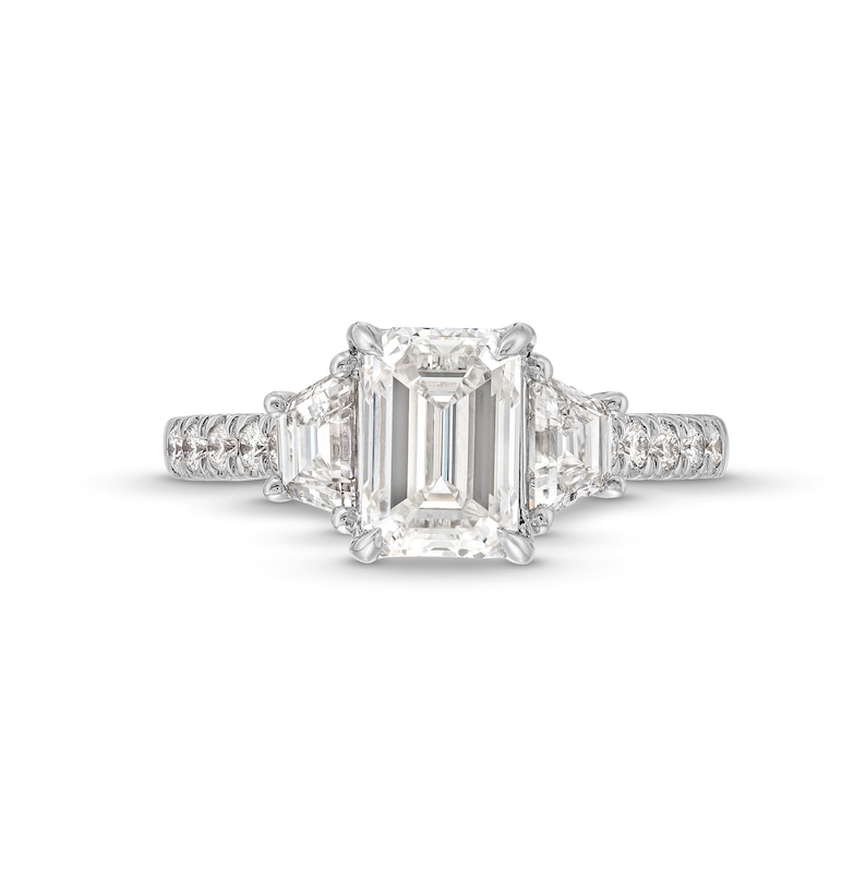 2-7/8 CT. T.W. Emerald-Cut Certified Lab-Created Diamond Three-Stone Engagement Ring In 14K White Gold (F/VS2)