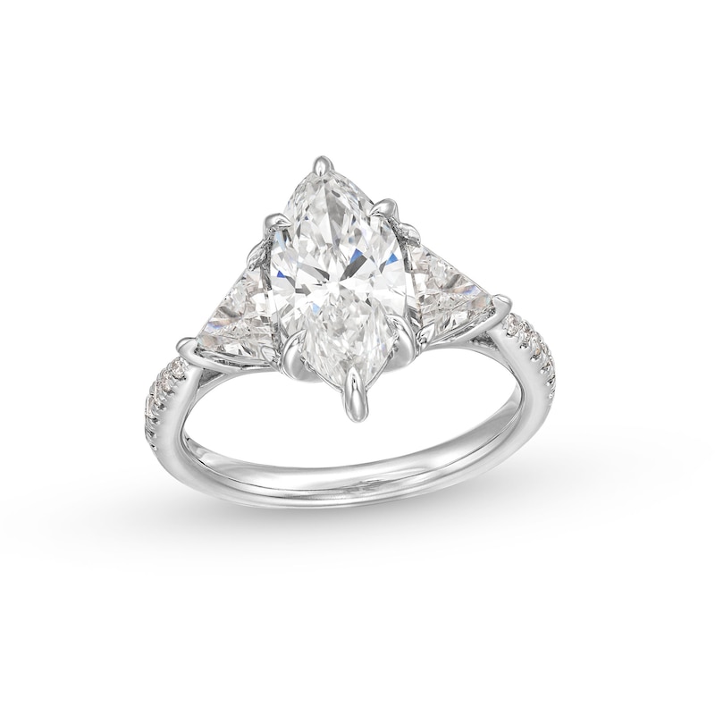 3-1/3 CT. T.W. Marquise-Cut Certified Lab-Created Diamond Three-Stone Engagement Ring in 14K White Gold (F/VS2)