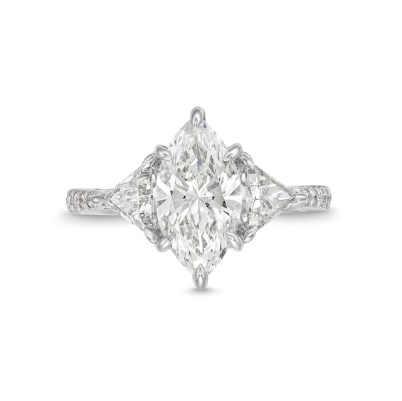 3-1/3 CT. T.w. Marquise-Cut Certified Lab-Grown Diamond Three-Stone Engagement Ring in 14K White Gold (F/Vs2)