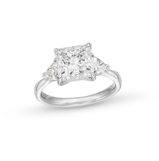 3-1/2 CT. T.w. Princess-Cut Certified Lab-Created Diamond Three-Stone Engagement Ring in 14K White Gold (F/Vs2)