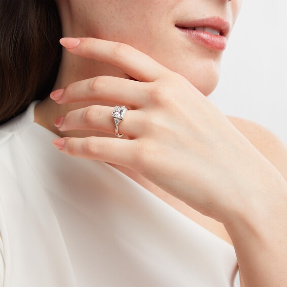 3-1/2 CT. T.w. Princess-Cut Certified Lab-Grown Diamond Three-Stone Engagement Ring in 14K White Gold (F/Vs2)