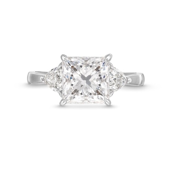 3-1/2 CT. T.w. Princess-Cut Certified Lab-Grown Diamond Three-Stone Engagement Ring in 14K White Gold (F/Vs2)