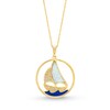 Thumbnail Image 0 of Lab-Created Opal, Blue Enamel and 1/10 CT. T.W. Diamond Sailboat Pendant in 10K Gold