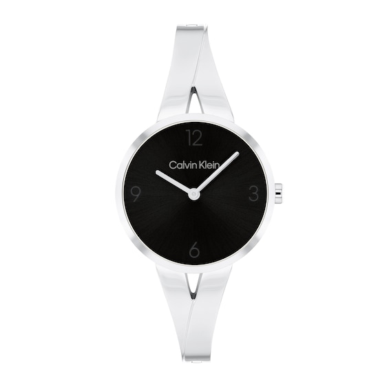Ladiesâ Calvin Klein Tapered Bangle Watch with Black Dial (Model: 25100026)