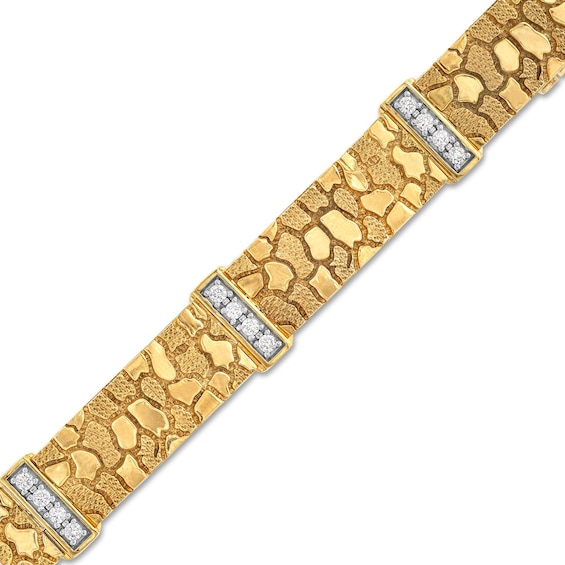 3/4 CT. T.w. Diamond Nugget Link Alternating Bracelet in 10K Gold - 8.5"