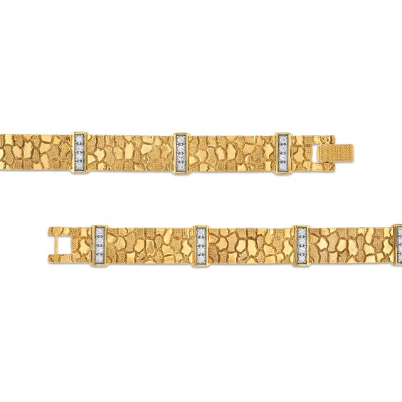 3/4 CT. T.w. Diamond Nugget Link Alternating Bracelet in 10K Gold - 8.5"