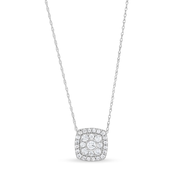 1/2 CT. T.w. Multi-Diamond Cushion Frame Pendant in 10K White Gold