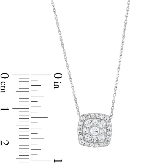 1/2 CT. T.w. Multi-Diamond Cushion Frame Pendant in 10K White Gold