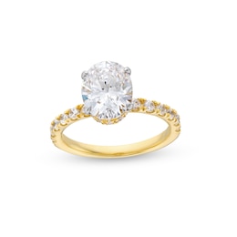 2-3/4 CT. T.W. Certified Oval Lab-Grown Diamond Hidden Frame Engagement Ring in 14K Gold (F/VS2)
