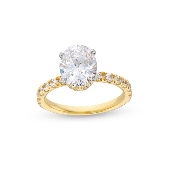 2-3/4 CT. T.w. Certified Oval Lab-Grown Diamond Hidden Frame Engagement Ring in 14K Gold (F/Vs2)