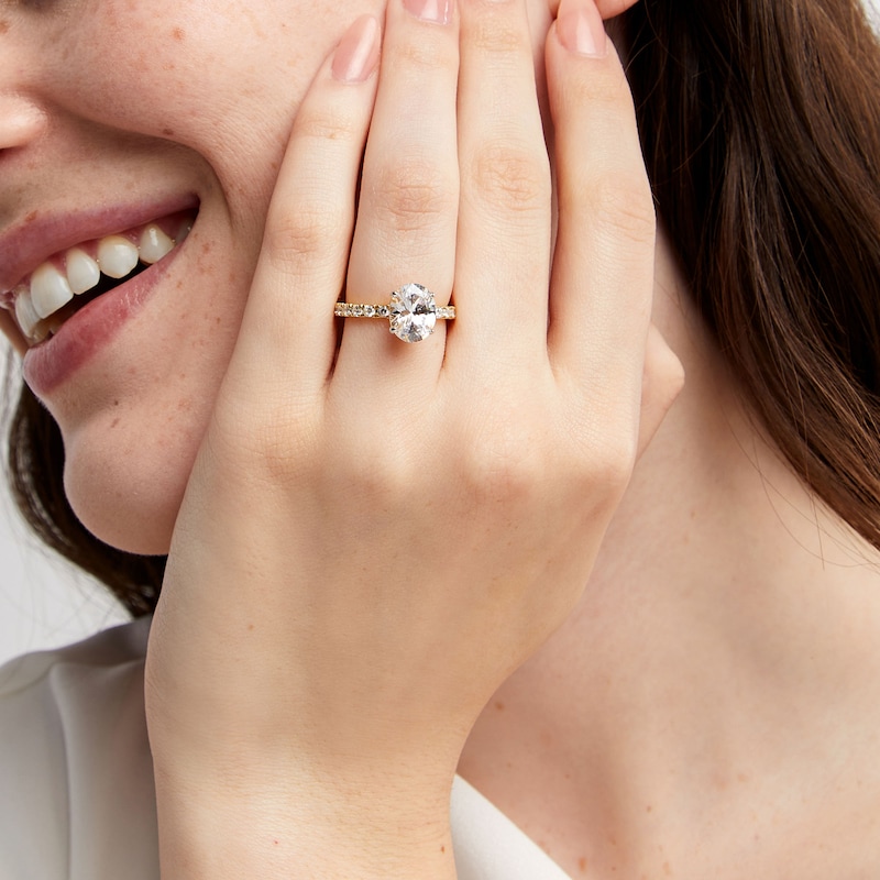 Main Image 2 of 2-3/4 CT. T.W. Certified Oval Lab-Grown Diamond Hidden Frame Engagement Ring in 14K Gold (F/VS2)