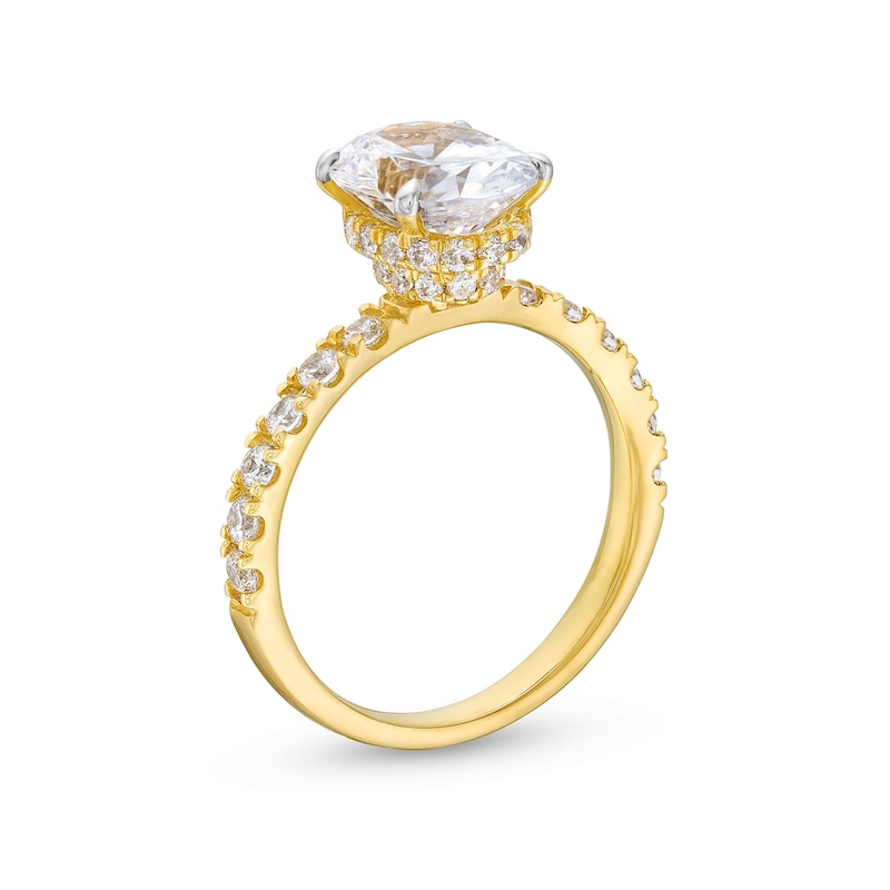 Main Image 3 of 2-3/4 CT. T.W. Certified Oval Lab-Grown Diamond Hidden Frame Engagement Ring in 14K Gold (F/VS2)