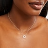 Thumbnail Image 1 of Cultured Pearl and 1/15 CT. T.W. Diamond Mini Circle Necklace in 10K Gold-18”