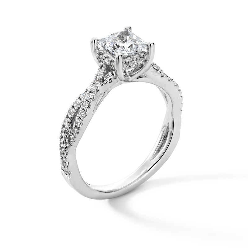 1-3/8 CT. T.W. Certified Princess-Cut Lab-Created Diamond Twist Shank Engagement Ring in 14K White Gold (I/SI2)