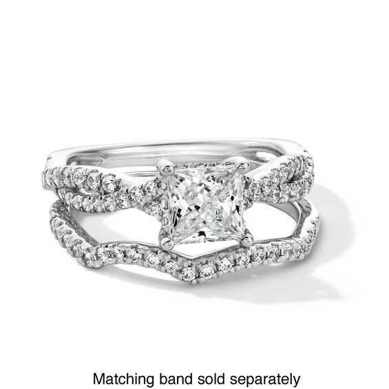 1-3/8 CT. T.w. Certified Princess-Cut Lab-Grown Diamond Twist Shank Engagement Ring in 14K White Gold (I/Si2)