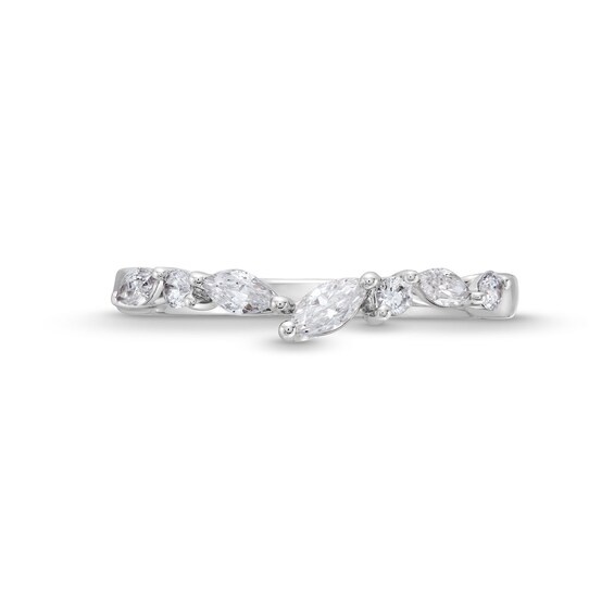 3/8 CT. T.w. Marquise-Cut and Round Diamond Alternating Contour Anniversary Band in 14K White Gold