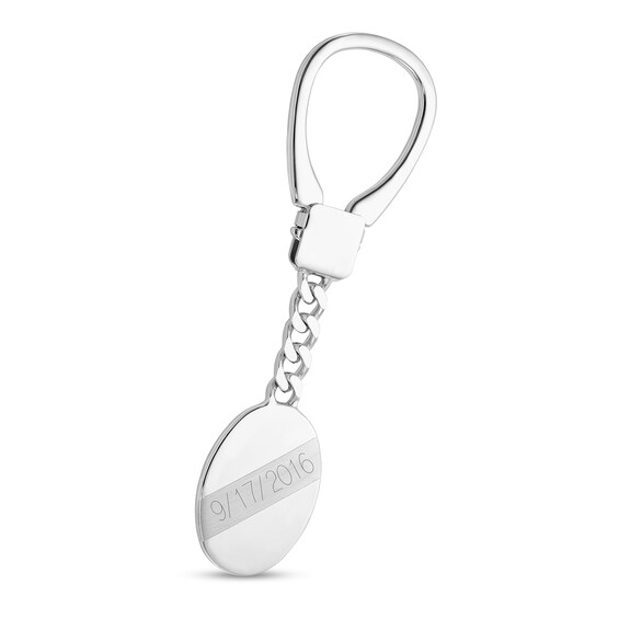 Engravable Brushed and Polished Oval Key Chain in Solid Sterling Silver (1-5 Lines)