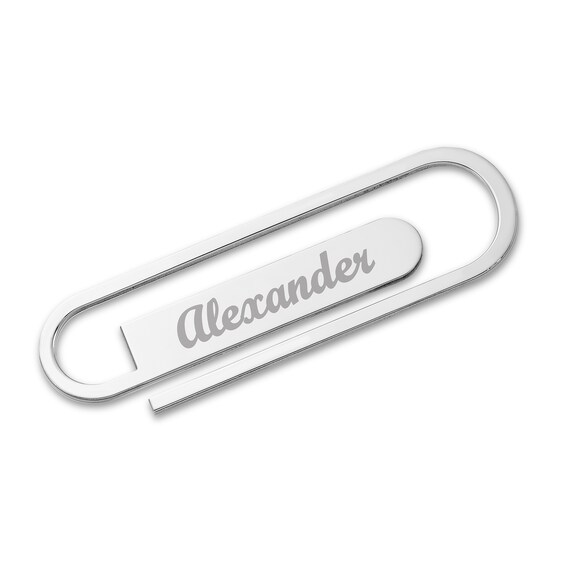 Engravable Paperclip Money Clip in Solid Sterling Silver (1-4 Lines)