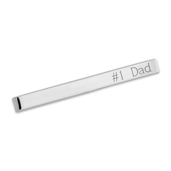 Engravable Polished Tie Bar in Solid Sterling Silver (1 Line)