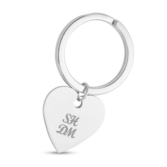 Engravable Heart-Shaped Key Ring in Solid Sterling Silver (1-4 Lines)