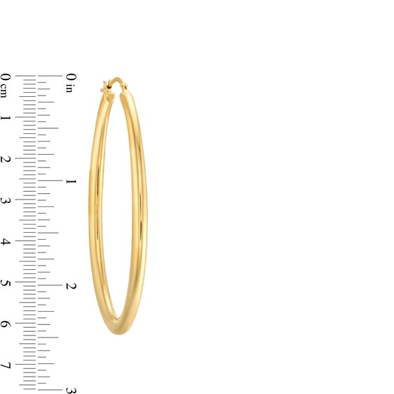 57.0mm Oval Hoop Earrings in Sculpted Hollow 14K Gold