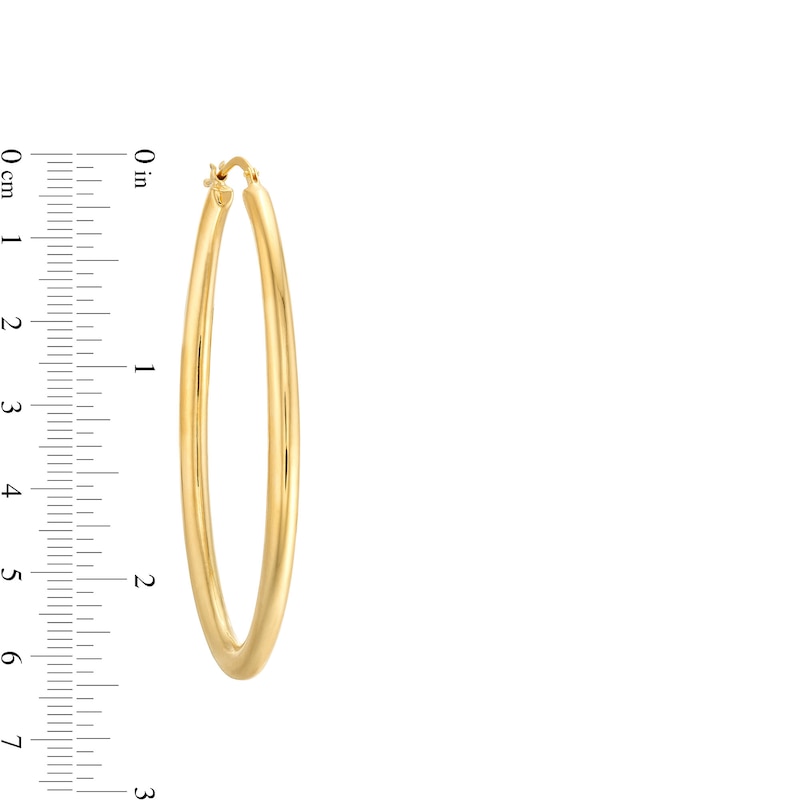 57.0mm Oval Hoop Earrings in Sculpted Hollow 14K Gold