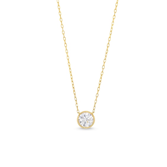 1 CT. Certified Lab-Grown Diamond Bezel-Set Solitaire Pendant in 14K Gold (F/Si2)