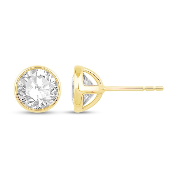 2 CT. T.w. Certified Lab-Grown Diamond Bezel-Set Solitaire Stud Earrings in 14K Gold (F/Si2)